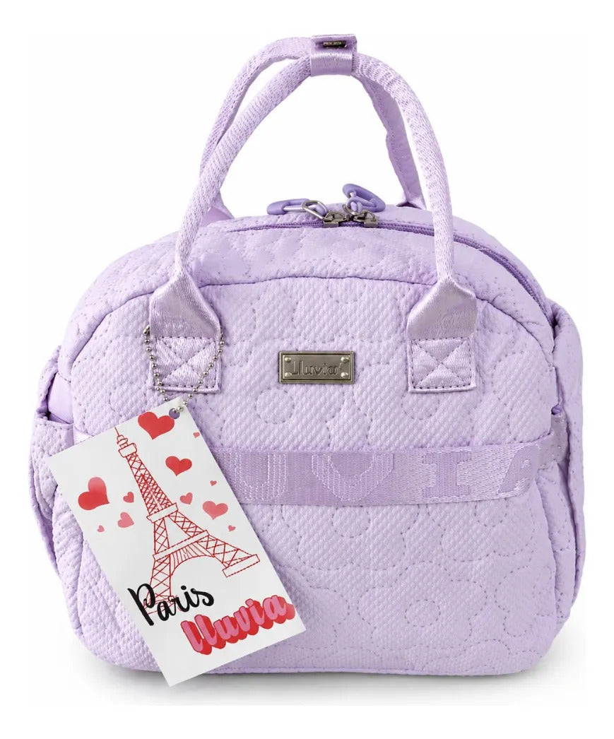 Lonchera Térmica Lluvia Lila Con Diseño Floral En Relieve
