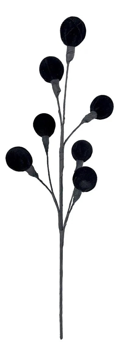 Rama Navideña Lluvia Negra con Bayas Decorativas 60cm