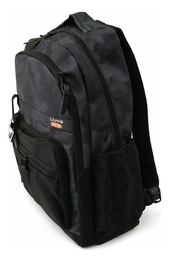 Mochila Lluviajuvenil Negra Camuflaje Gris Antirrobo Espalda