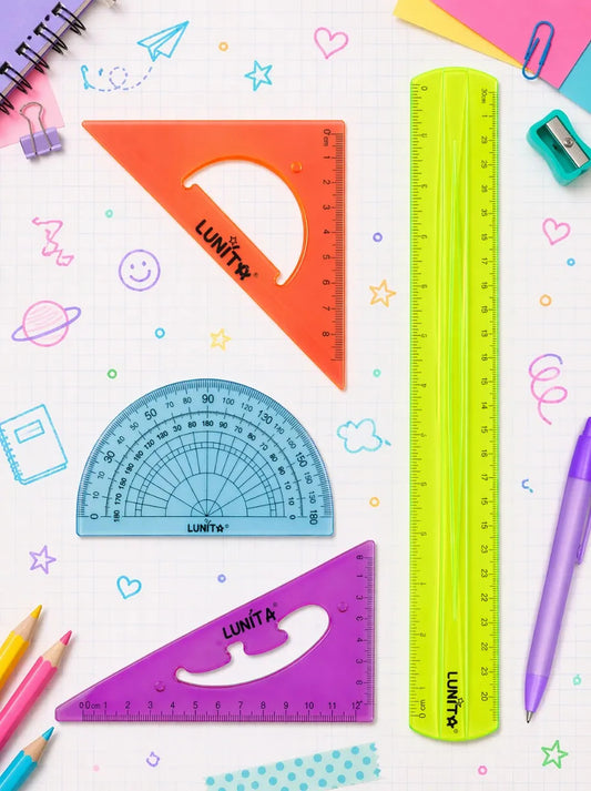 Juego De Geometría Flexible Lunita 4 Piezas Color Varios