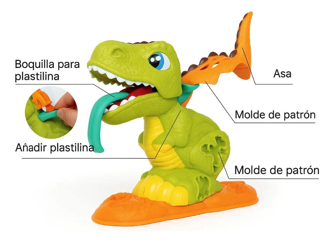 Set De Plastilina Dinosaurio Con Moldes Y 5 Plastilinas
