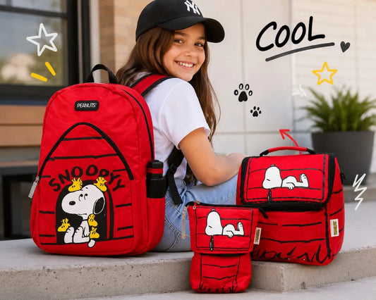 Set Tres Piezas Yadatex Casita Roja Snoopy Mochila Escolar