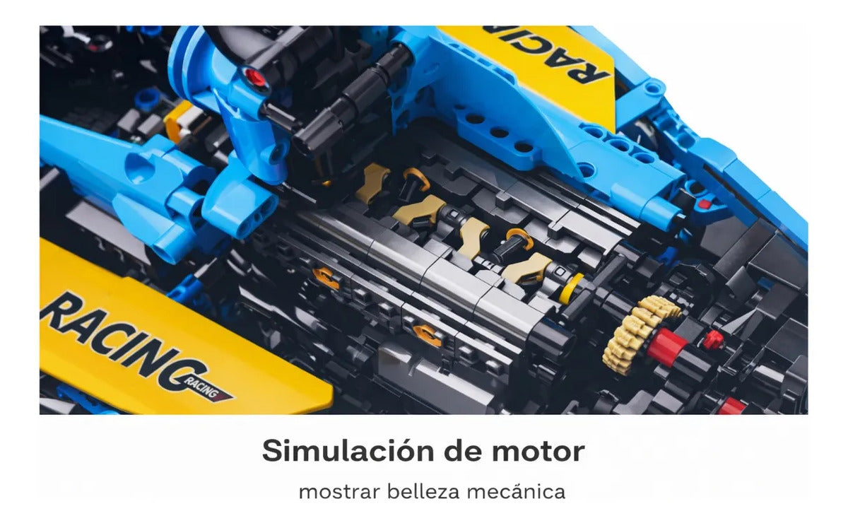 Carro Tipo Fórmula 1 Azul De Bloques 1698 Piezas Escala 1:8