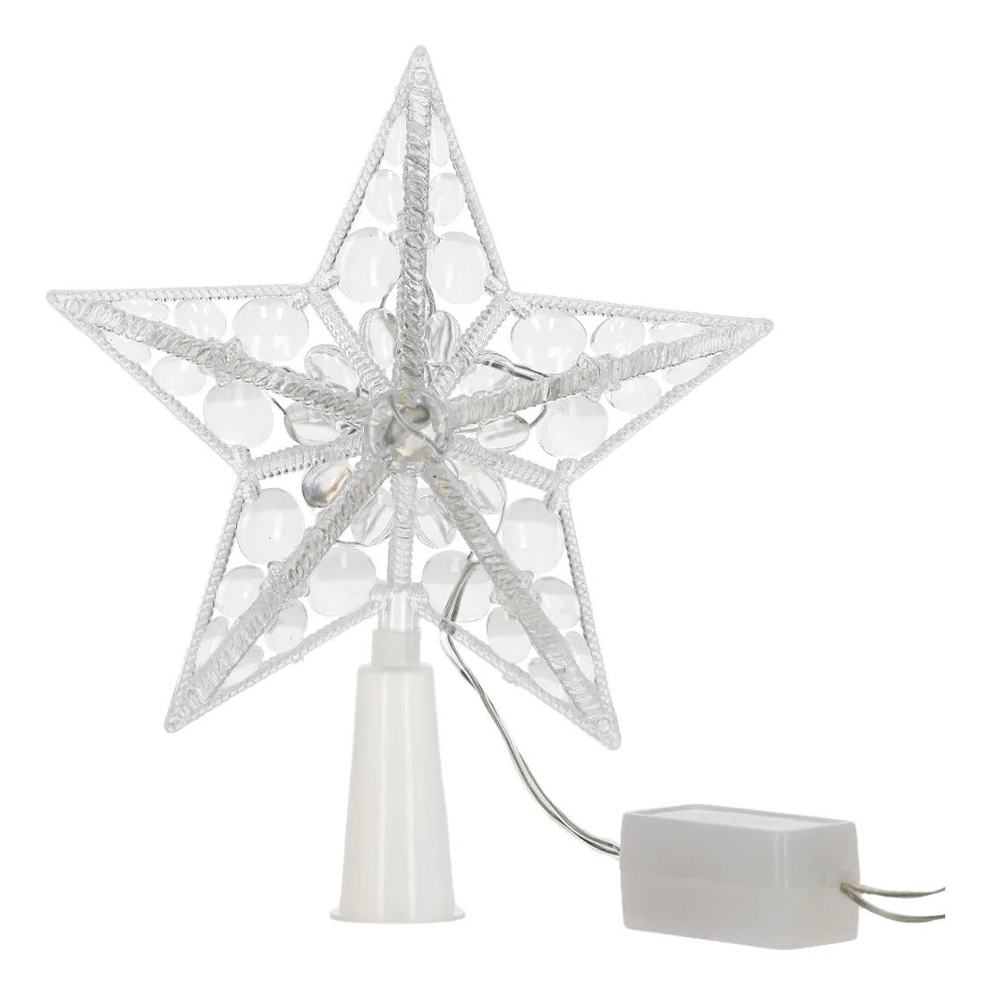 Estrella JL Con Piedras Brillantes Luz Mágica Cálida 15 Cm