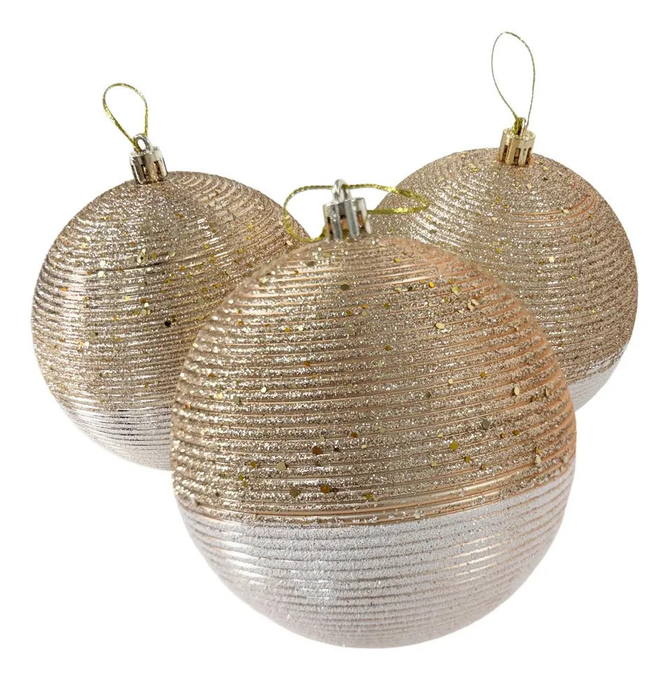 Esferas Navideñas Lluvia Light Champagne 6 Piezas 10 cm