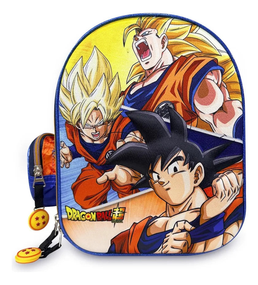 Set Escolar Yadatex Azul 3 Pzas Goku y Vegeta