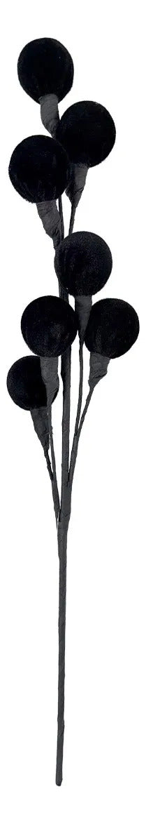 Rama Navideña Lluvia Negra con Bayas Decorativas 60cm