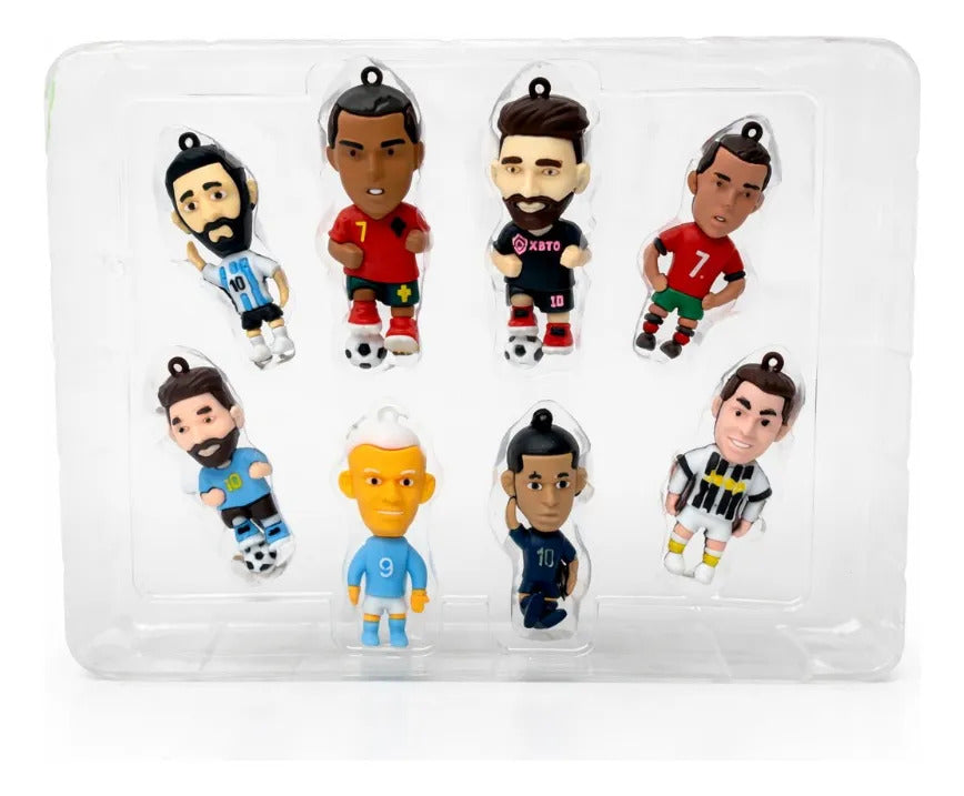 Set 8 Muñecos Futboleros Coleccionables Estilo Caricatura