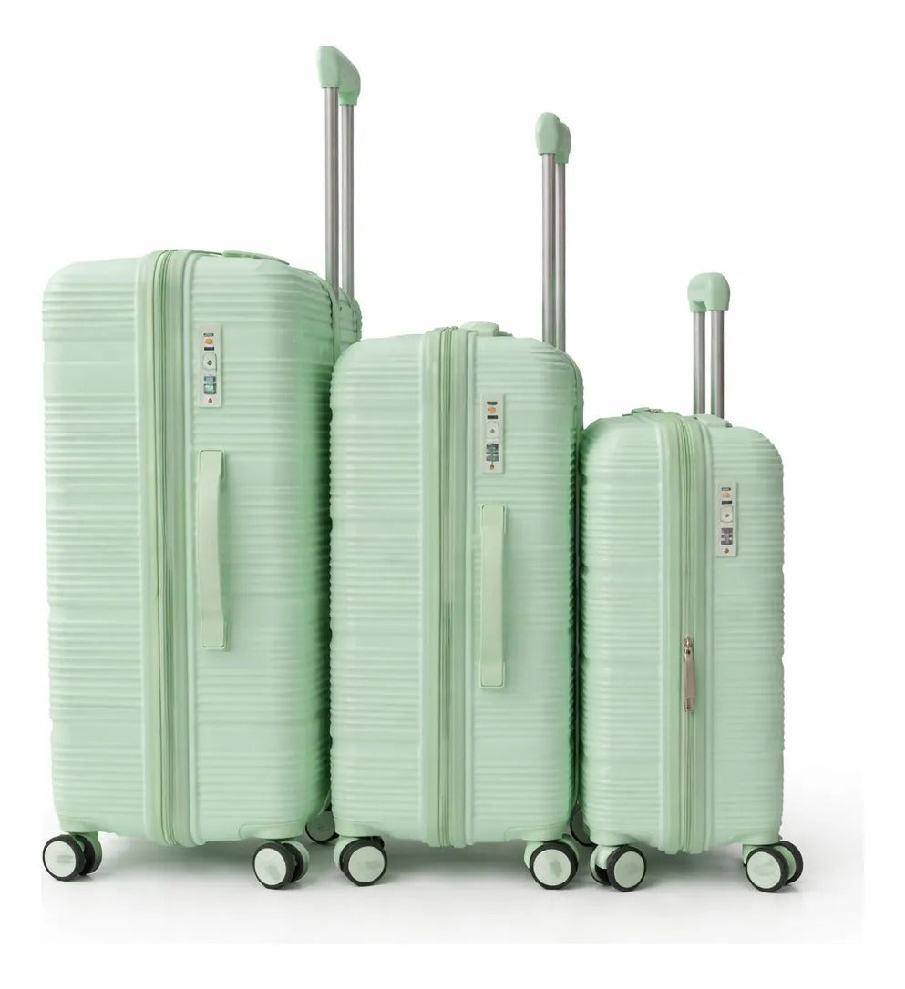 Juego De 3 Maletas Lluvia Color Verde Diseño Elegante