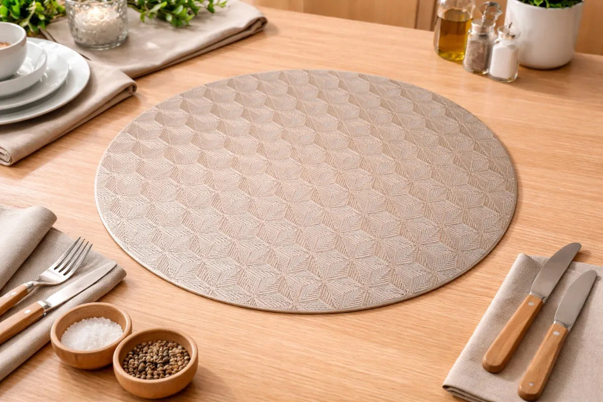 Manteles De Mesa Redondos Metálicos 6 Piezas Dos Colores