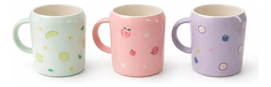 Taza Frutal Con Tapa Y Popote De Cristal 400 Ml