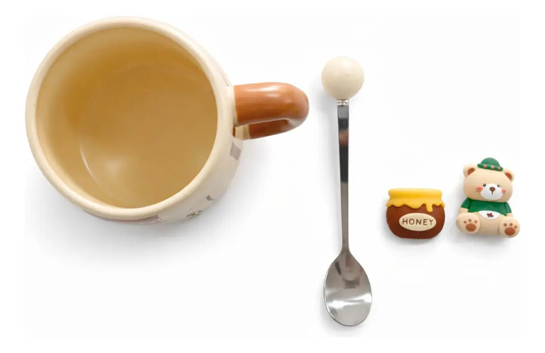 Taza Personalizable Con Pines Y Cuchara Metálica 380ml