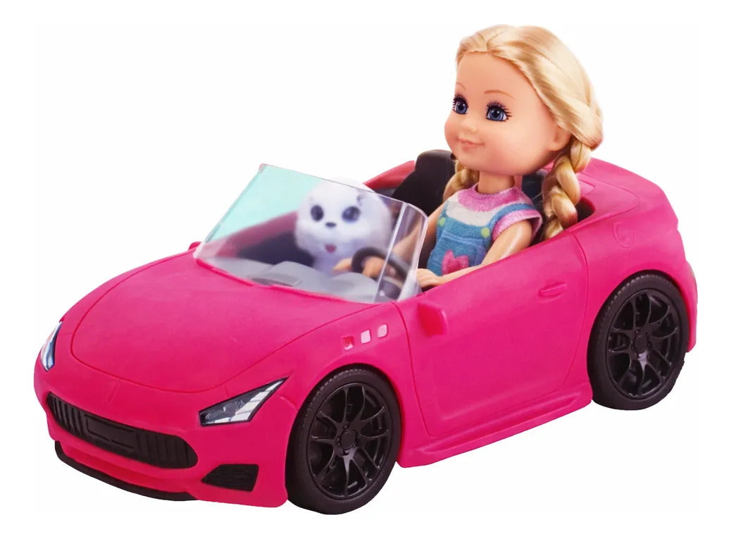 Muñeca Candy Toys Nini Love Con Carro Y Mascota 3 Piezas