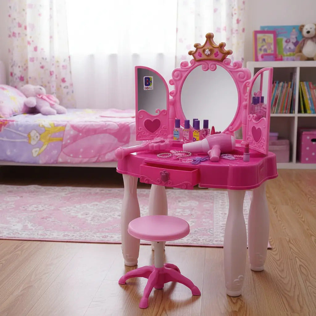 Tocador Infantil Glamour Mirror Con Varita Mágica 22 Piezas