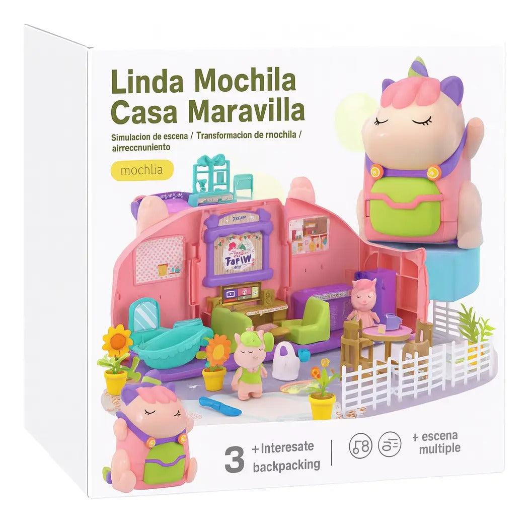 Mochila Casa De Unicornios Candy Toys Con Sonido 40 Piezas