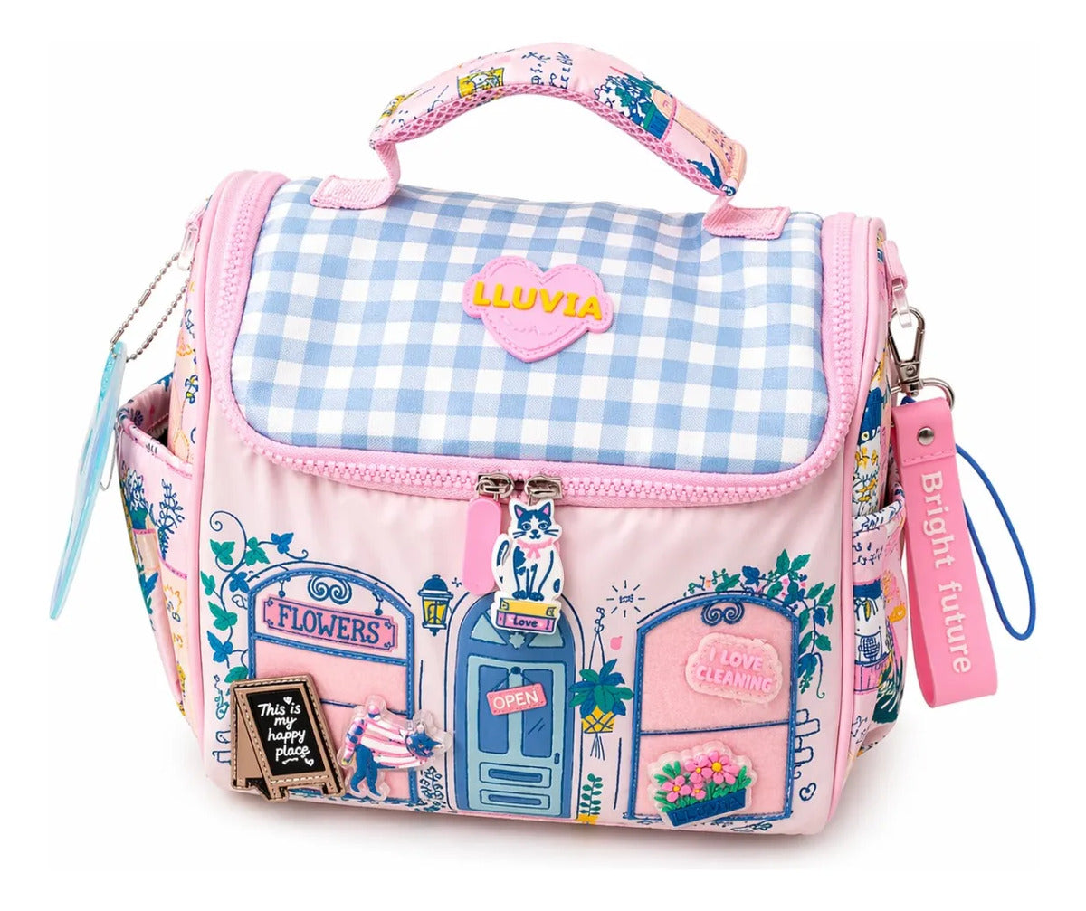 Lonchera Juvenil Lluvia Florería Personalizable Con Velcro