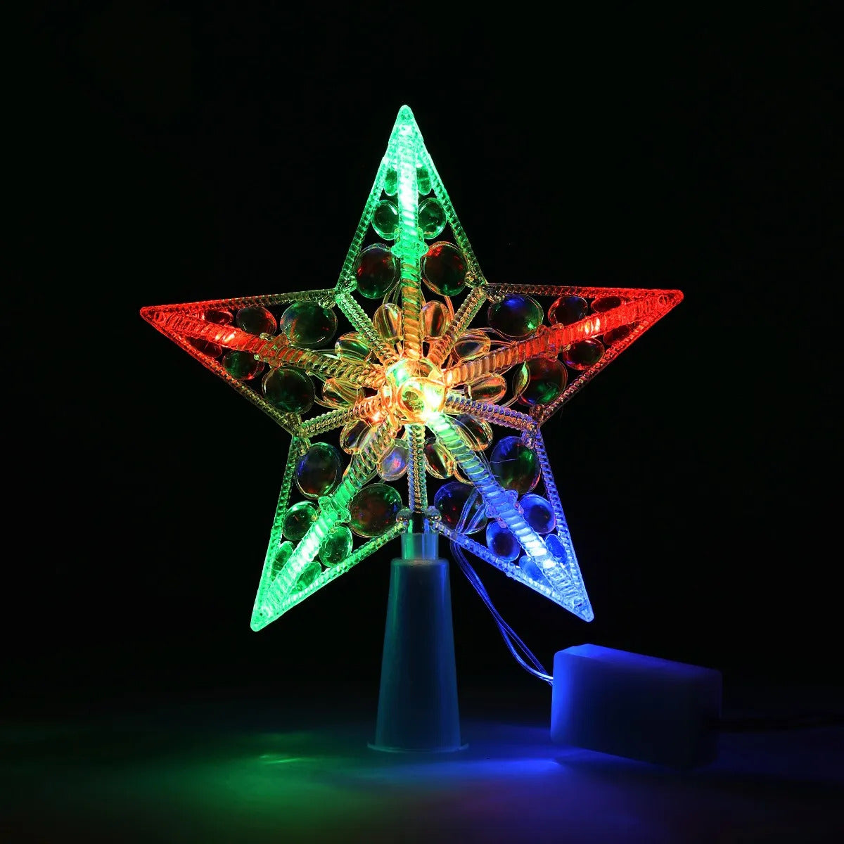 Estrella Navideña JL Transparente 10 Luces Led Multicolor