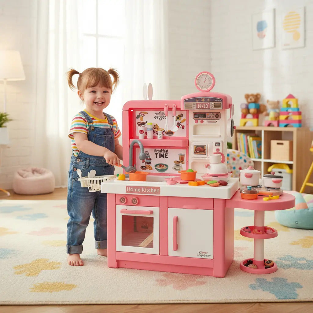 Cocina Infantil Marca Candy Toys Rosa Pastel 46 Piezas