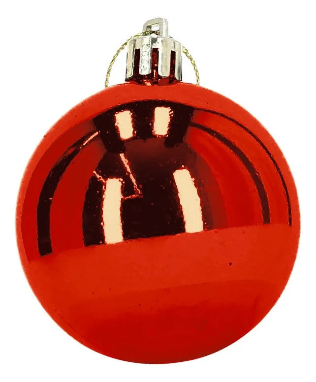 Set Esferas Árbol Rojo Rubí Metálico 6 cm