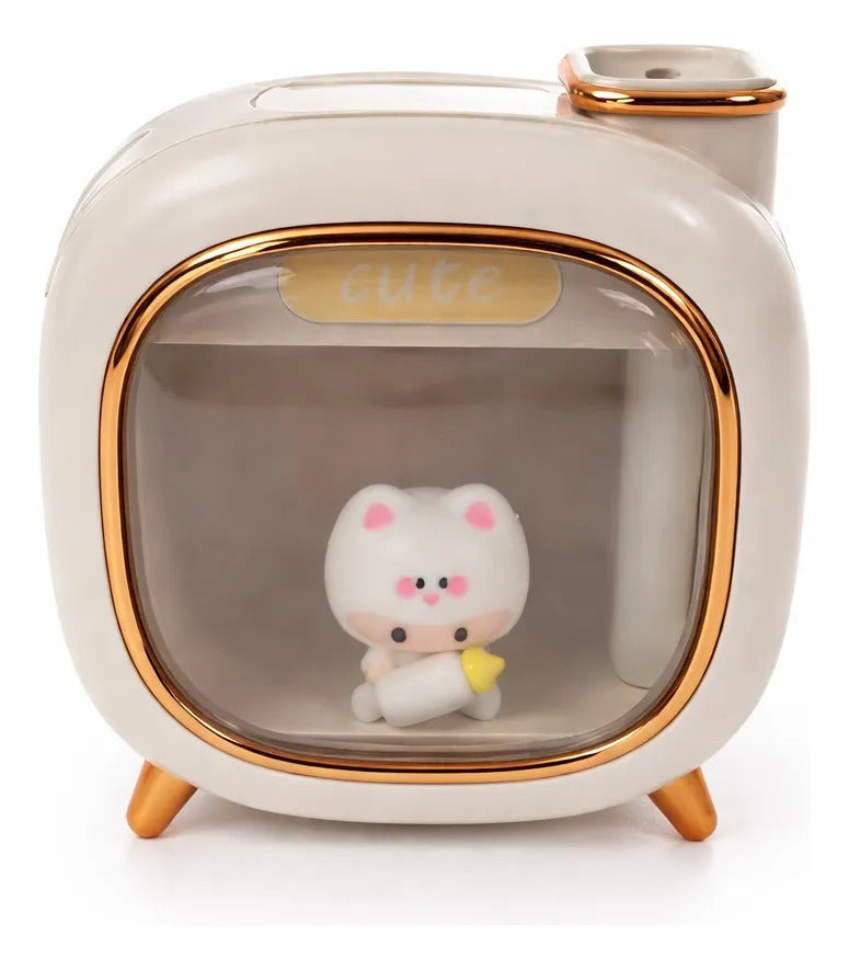 Humidificador Retro Tipo Tv 500 Ml Con Luz Y 8 Esencias
