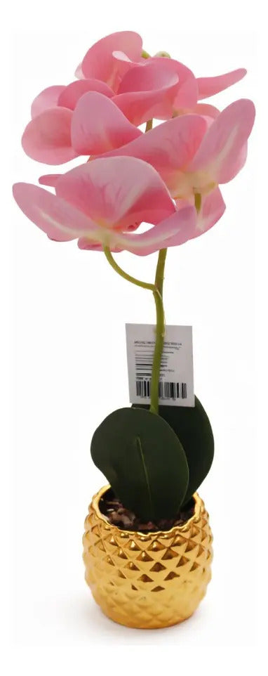 Orquídea Artificial Elegante En Maceta 4 Colores 36cm