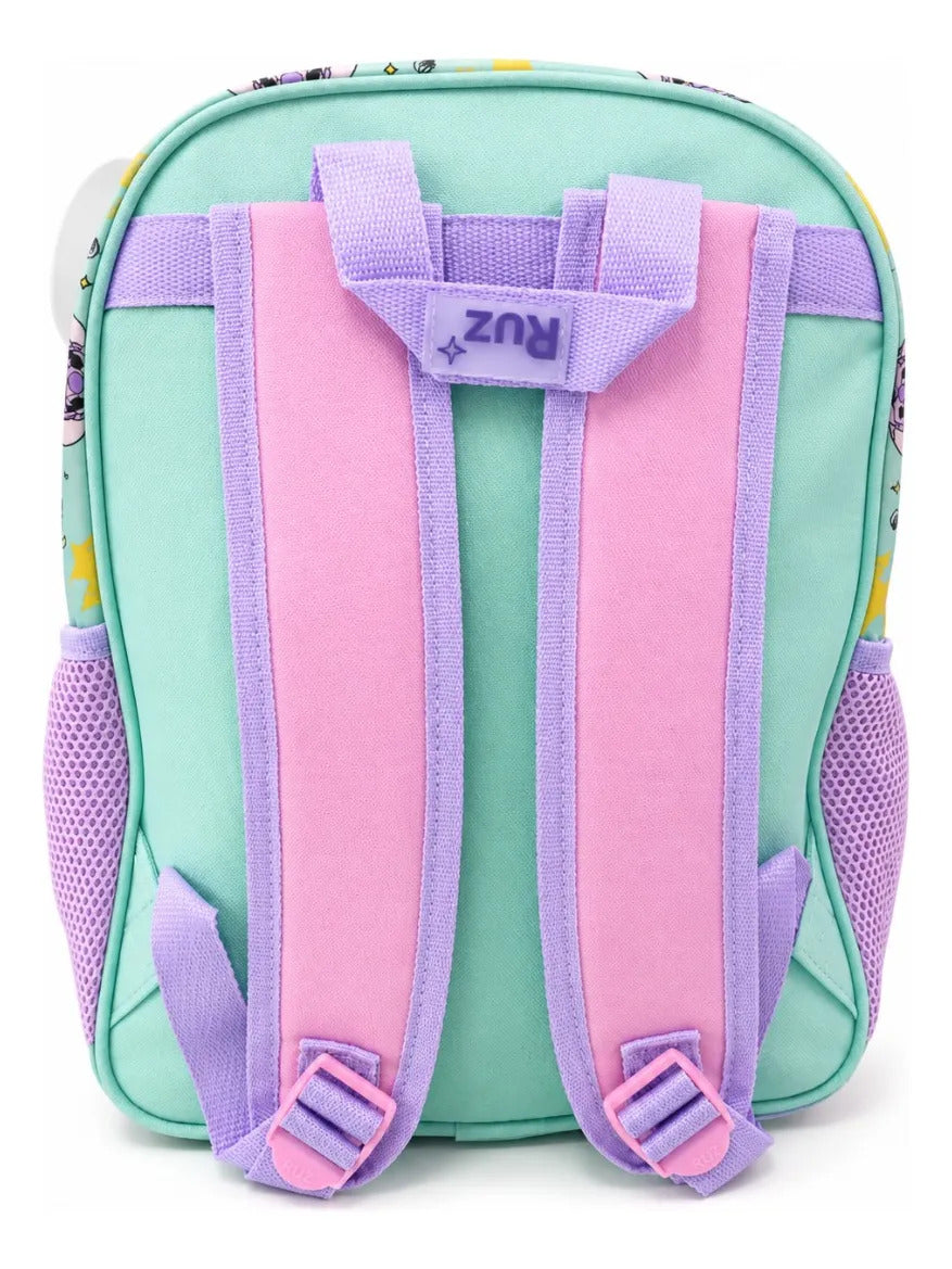 Mochila Kinder Ruz Stitch Y Angel Diseño Tropical Pastel