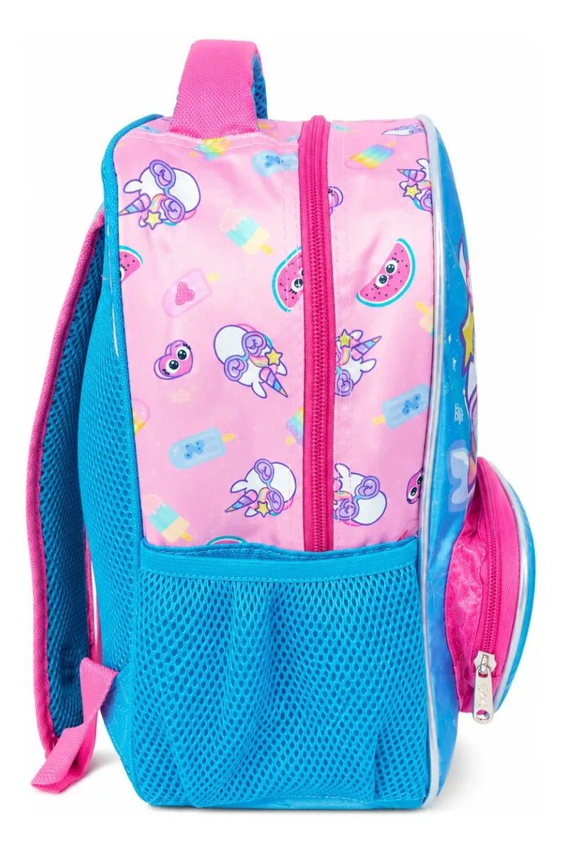 Mochila Kinder Ruz Unicornio Onix Con Pines Color Azul Rosa