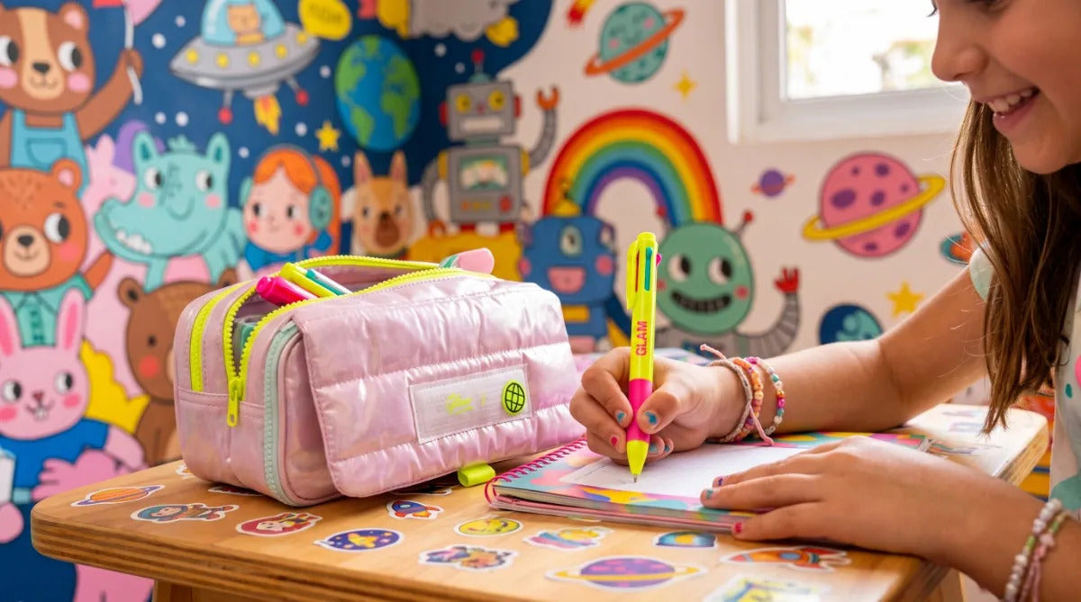 Lapicera Lluvia Color Rosa Organizador Escolar Premium