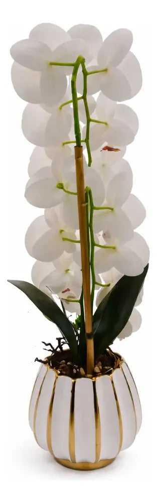Orquídea Phalaenopsis Artificial En Maceta Blanca 62 Cm