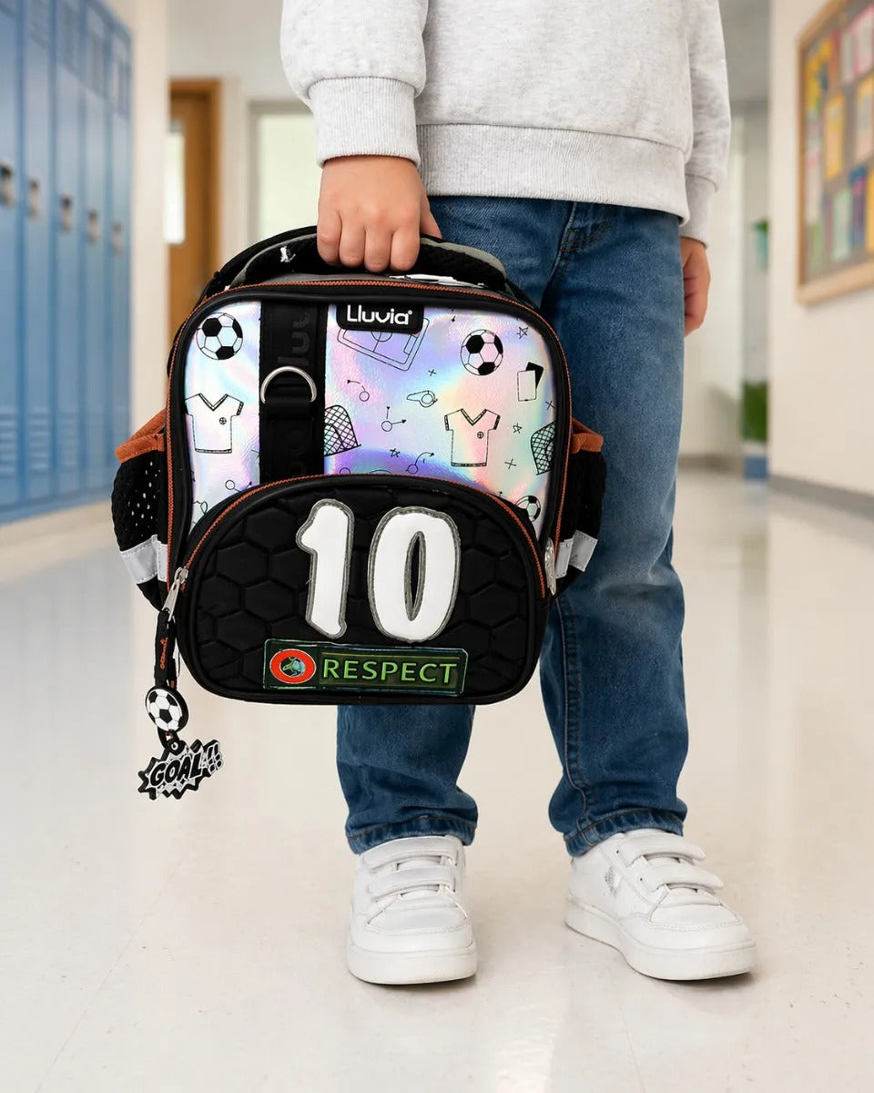 Lonchera Primaria Lluvia Diseño Fútbol Con Lapicera