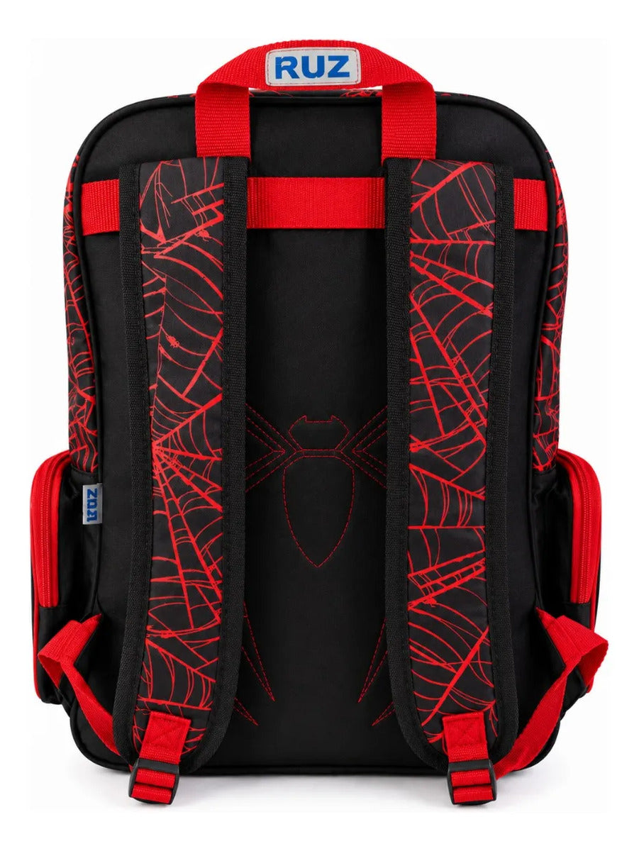 Mochila Ruz Spider Man Escolar Primaria Negro Con Llavero