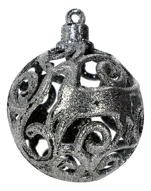 Set Navideño Lluvia Plata 24 Esferas Decorativas 6 Cm