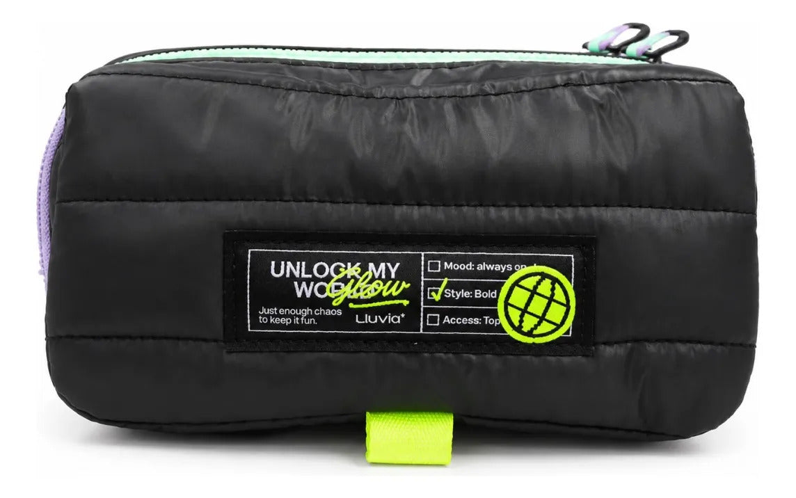 Set Escolar Juvenil Tres Piezas Lluvia Negro Y Verde Satín