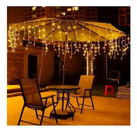 Serie Cascada 400 Navideña Luces Led 8 M Calida Marca Lluvia