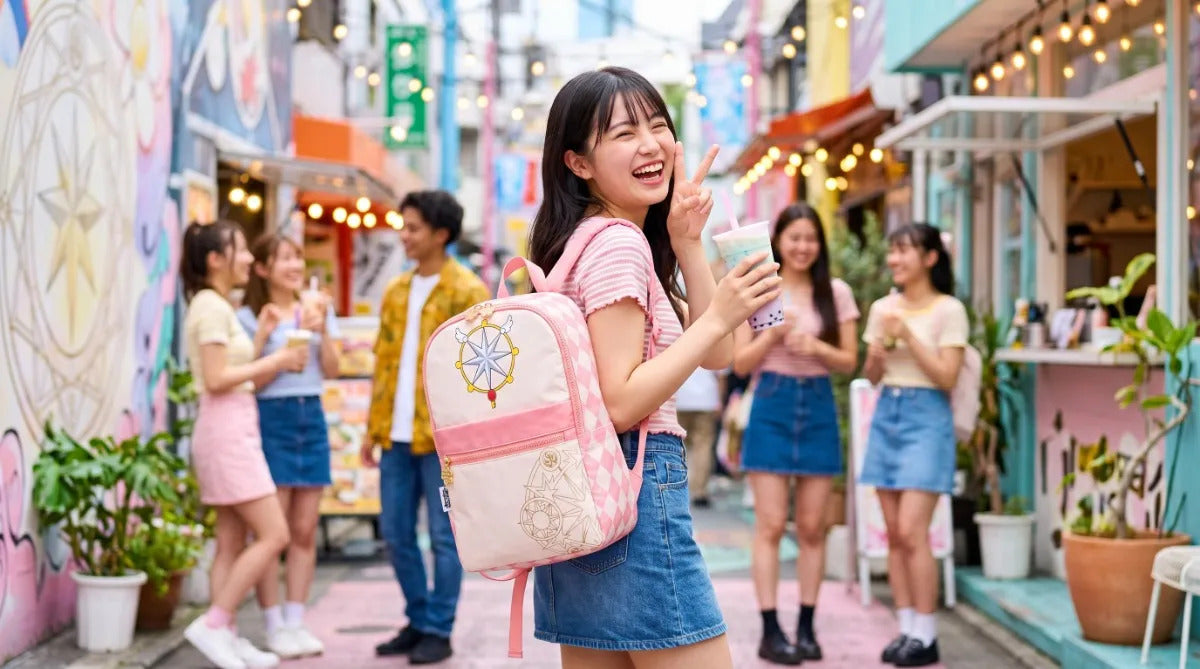Mochila Escolar American Bags Sakura Card Captor Rosa Salmón