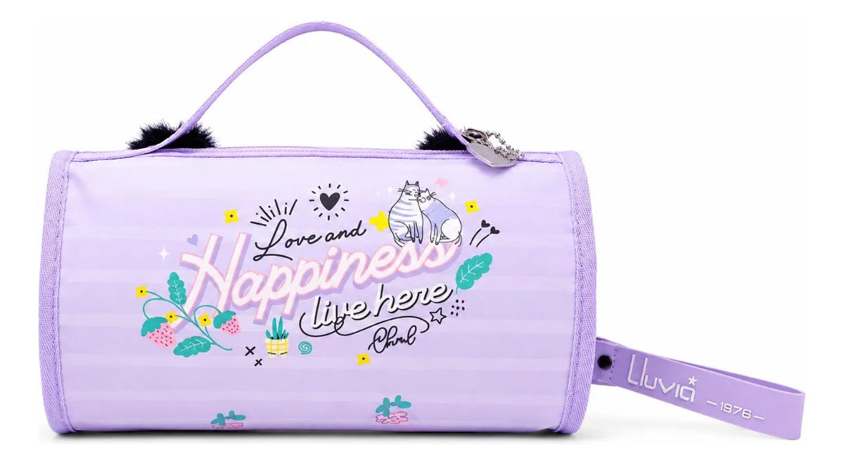 Set Mochila Tres Piezas Lluvia Gatita Dreaming Life Lila