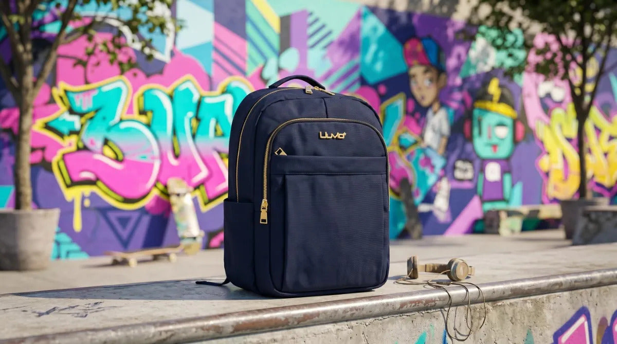 Mochila Juvenil Ejecutiva Lluvia Azul Satinado Elegante