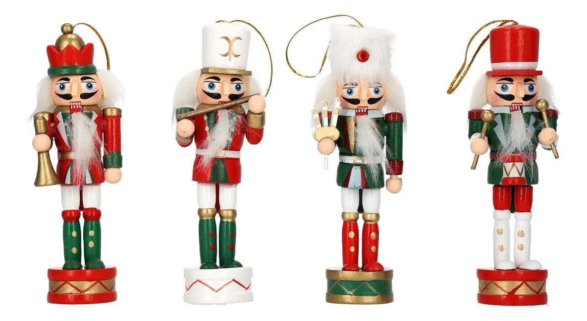 Cascanueces lluvia Cuatro Soldados Músicos Navideños 10 Cm
