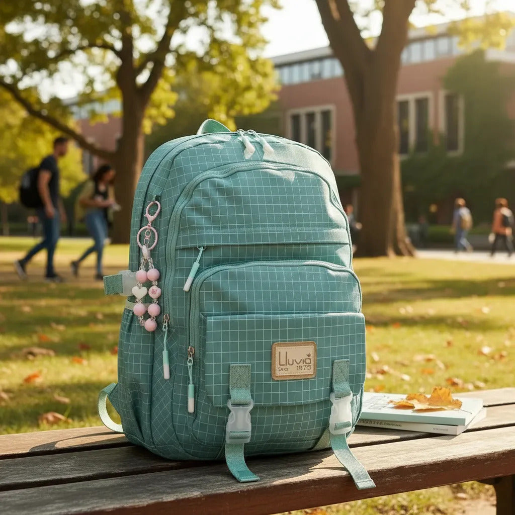 Mochila Juvenil Marca Lluvia Verde Menta Con Estilo Fresco