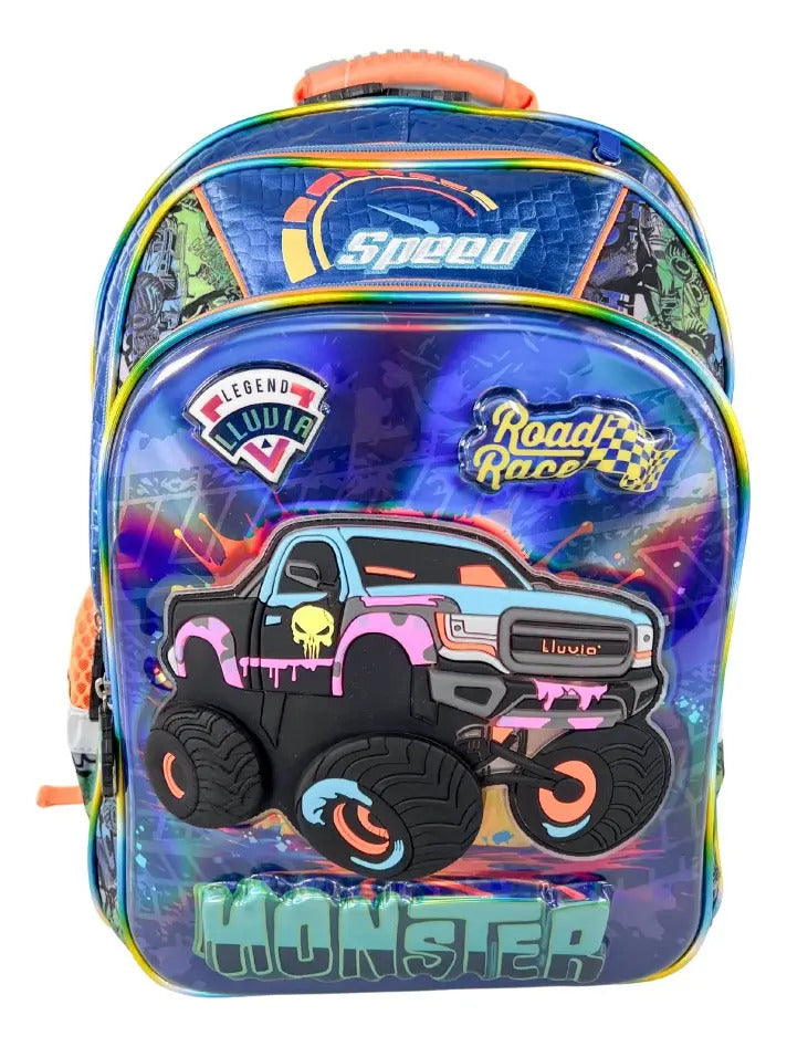 Mochila 3 Piezas Lluvia Primaria Monster Truck