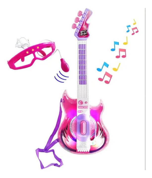 Guitarra Con Micrófono Candy Toys 56 Cm Con Sonido Y Luces