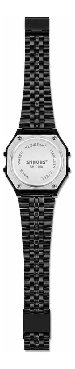 Reloj Digital Shhors Negro Alarma Cronómetro Luz Led