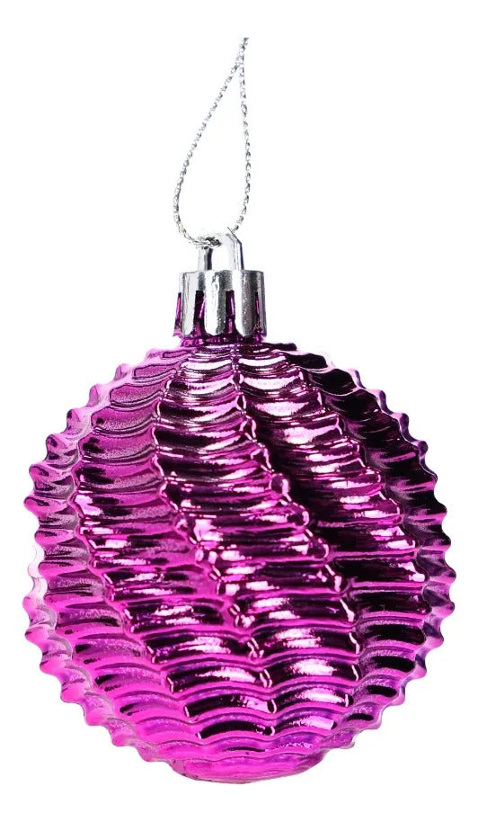 Set Esferas Navideñas Lluvia Fucsia Magenta 30 Piezas 6 Cm