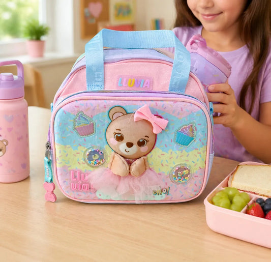 Lonchera Primaria Lluvia Osita Con Tul Y Luz Diseño Kawaii