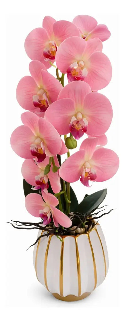 Orquídea Phalaenopsis Artificial En Maceta Blanca 62 Cm