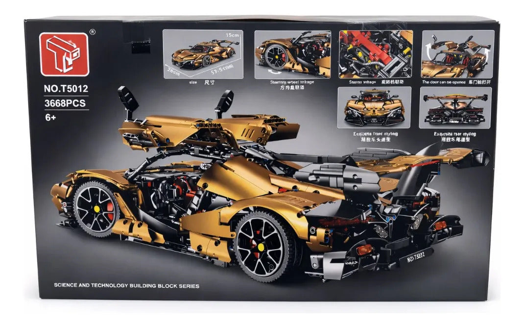 Super Car Hypercar De Bloques Rc 3668 Piezas Escala 1:8