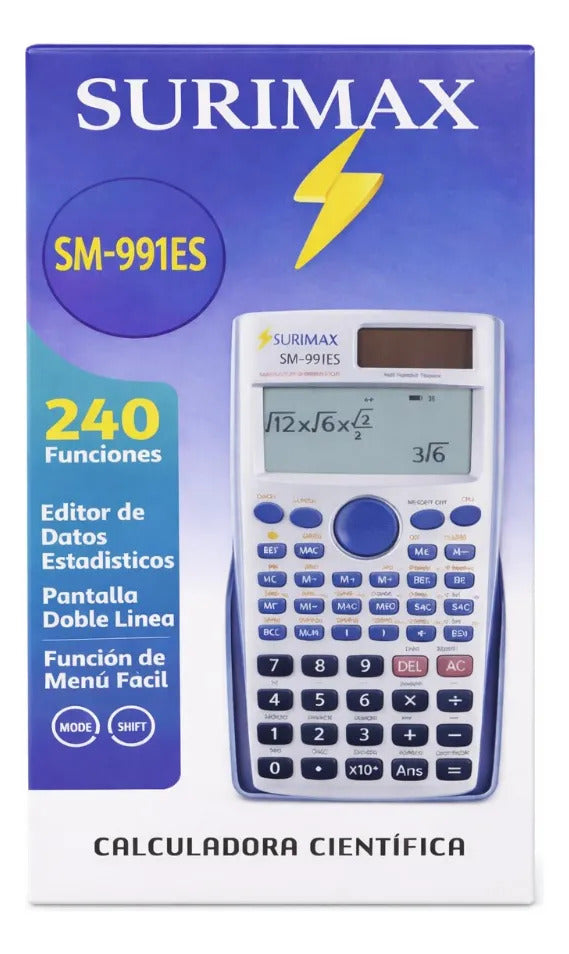 Calculadora Científica Surimax Gris 240 Funciones 2 Lineas