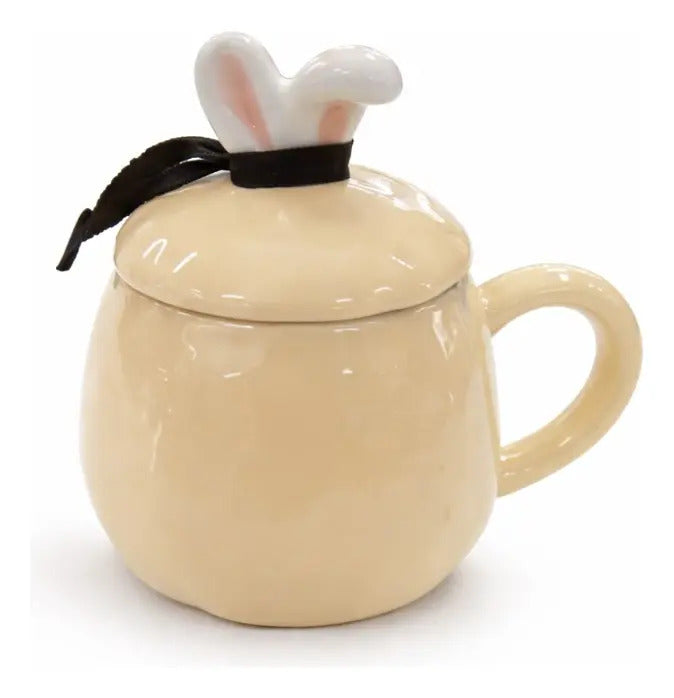 Taza Decorativa Conejo Pastel Con Orejas Y Moño 380 Ml