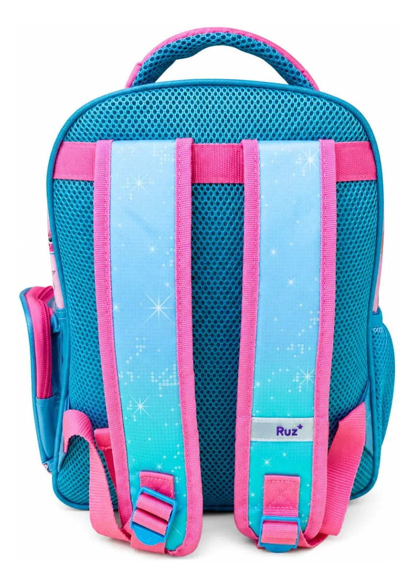 Mochila Kinder Ruz Unicornio Onix Con Pines Color Azul Rosa