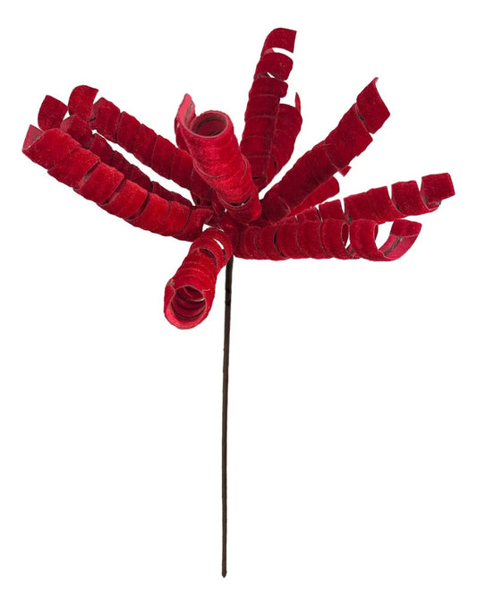 Vara Decorativa Lluvia Roja con Curlis Navideños 45cm